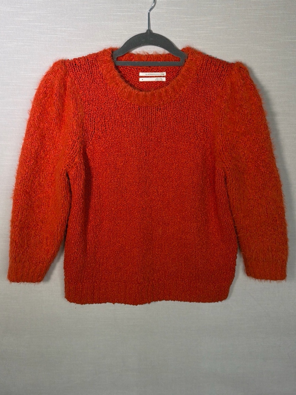Anthropologie Rust Orange Crewneck Chunky Knit Sweater